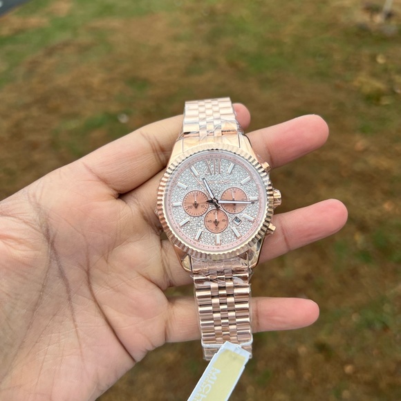 MICHAEL KORS LEXINGTON unisex WATCH ROSE GOLD jubilee bracelet - Picture 8 of 12